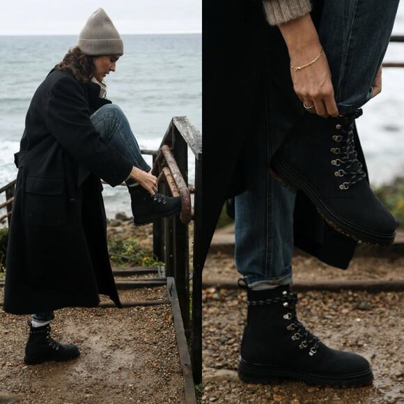 Jenni Kayne Oiled Leather Mountain Boots Black Size 38 Sold Out Blogger Fav - Picture 3 of 13